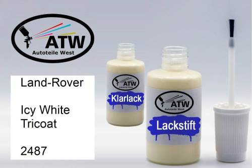 Land-Rover, Icy White Tricoat, 2487: 20ml Lackstift + 20ml Klarlack - Set, von ATW Autoteile West.